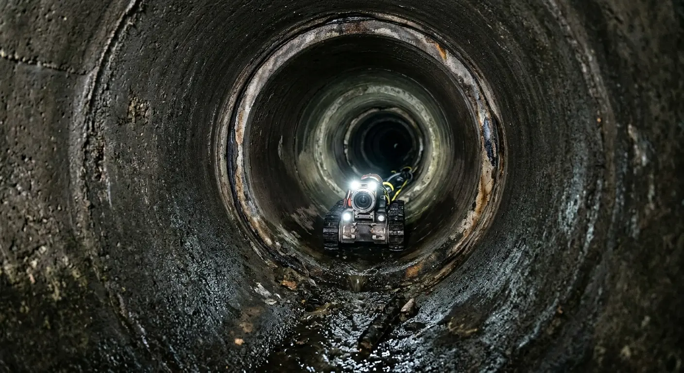 Robotic sewer camera inspecting pipe interior for Sewer Line Cleaning in Pocatello